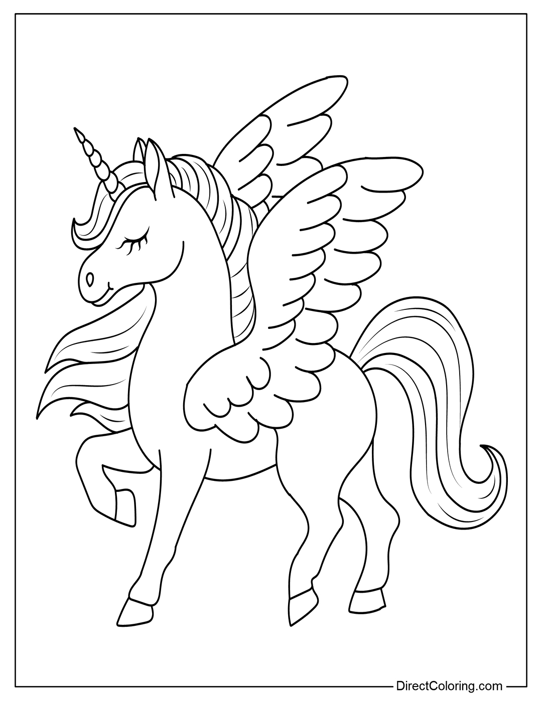 Beautiful Unicorn Coloring To Print